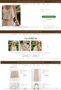 Screenshots from Aerie's website shows a personalized customer experience.